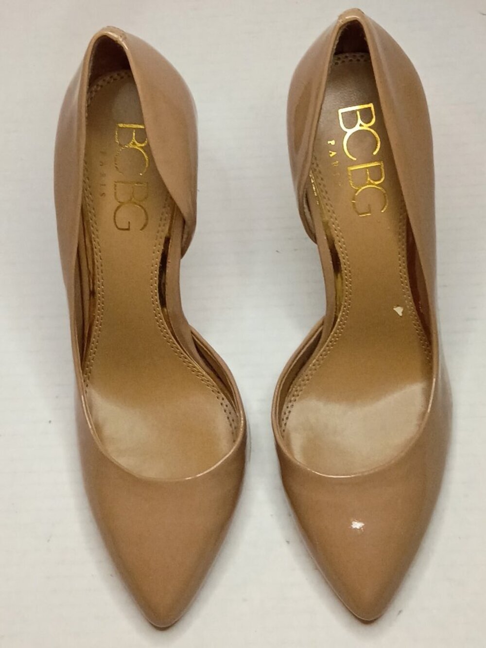 BCBG Paris Jaze Nude Patent D’Orsay Heels Women's Size 8.5W